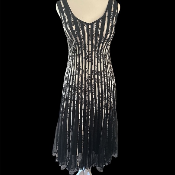 Chic Black and Silver Striped Midi Dress - Picture 6 of 7